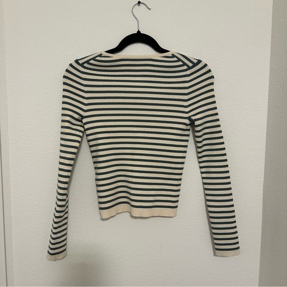 Madewell Carmon Ribbed Striped Cardigan Buttoned Antique Cream Color Size XS - Picture 7 of 9